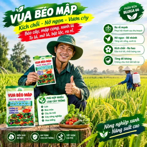 [NÔNG XANH] Phân bón lá Vua Béo Mập 50g – Phân Bón Kích Chồi, Nở Ngọn, Vươn Cây, Ra Rễ Mạnh, Xanh Lá, Dưỡng Lá Củ Quả