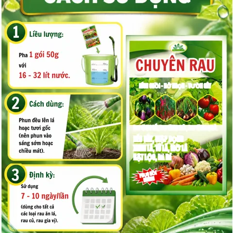 [NÔNG XANH]Phân Bón Chuyên Rau 50g - Siêu Kích Chồi, Nở Ngọn, Mập Cọng, Xanh Dày Lá Vượt Trội
