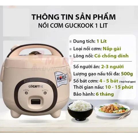 Nồi Cơm Điện GuGkook, Giải Pháp Nấu Cơm Hiện Đại, Tiết Kiệm Điện Năng 1L