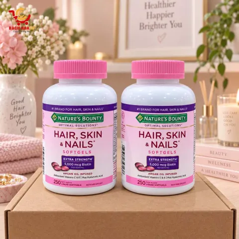 Viên uống hỗ trợ da móng tóc hair skin nail 250 viên-Nature’s Bounty Hair Skin & Nail các loại 851685