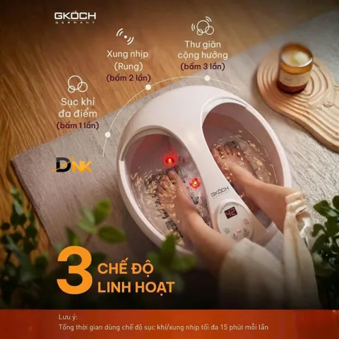 Bồn ngâm chân massage GKOCH SS-606D 7 lít, làm nóng và giữ nhiệt 450W