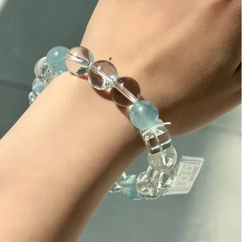 Vòng Thạch Anh Pha Lê Tự Nhiên Mix Hạt Xanh Nhạt