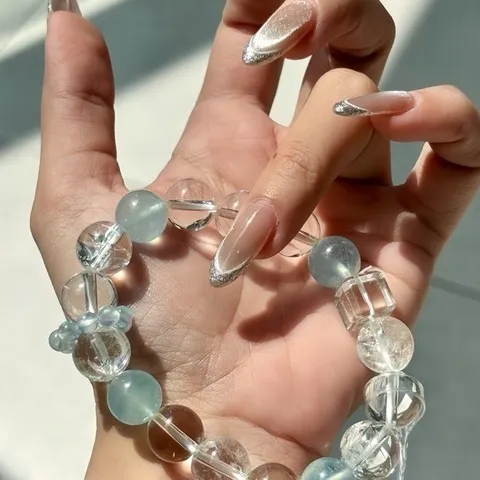 Vòng Thạch Anh Pha Lê Tự Nhiên Mix Hạt Xanh Nhạt