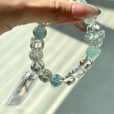 Vòng Thạch Anh Pha Lê Tự Nhiên Mix Hạt Xanh Nhạt