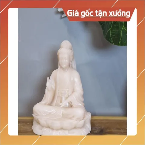 Tượng Quán Âm Bồ Tát 12cm Chất Bột Đá Sắc sảo. Tượng Bồ Tát để xe