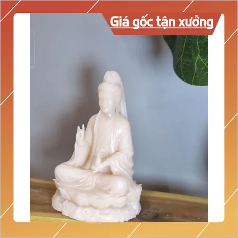 Tượng Quán Âm Bồ Tát 12cm Chất Bột Đá Sắc sảo. Tượng Bồ Tát để xe