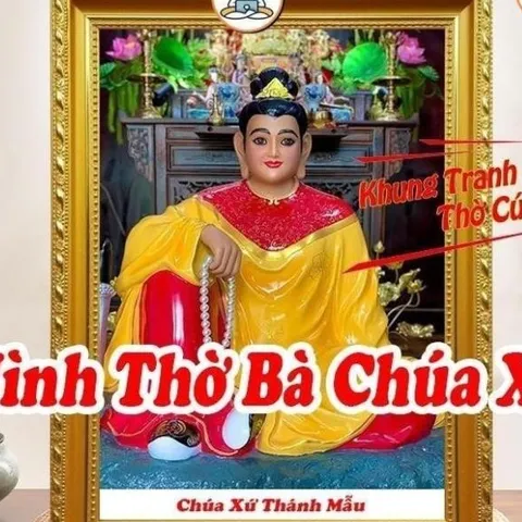 Hình thờ, Tranh treo, để bàn, Bà Chúa Xứ Thánh Mẫu Nguyên Nhung+ gồm Khung + ép plastic đầy đủ kích thước