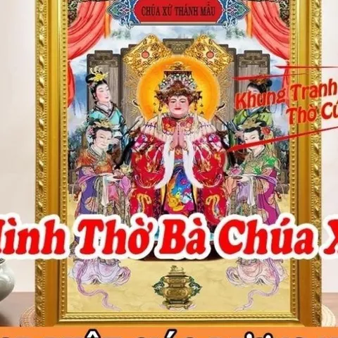 Hình thờ, Tranh treo, để bàn, Bà Chúa Xứ Thánh Mẫu Nguyên Nhung+ gồm Khung + ép plastic đầy đủ kích thước