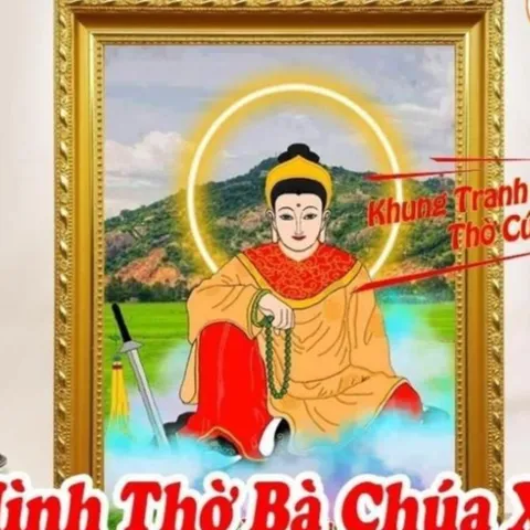 Hình thờ, Tranh treo, để bàn, Bà Chúa Xứ Thánh Mẫu Nguyên Nhung+ gồm Khung + ép plastic đầy đủ kích thước