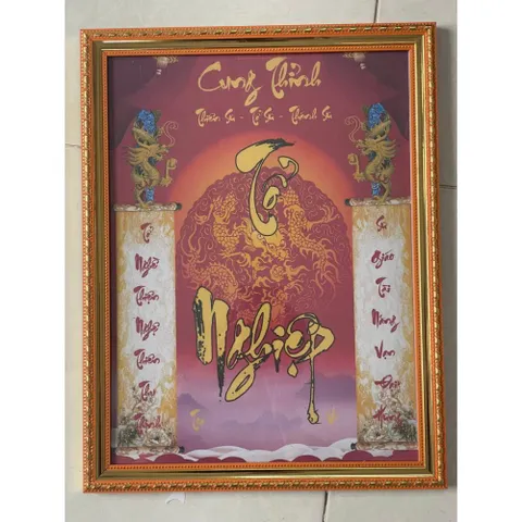 Tranh thờ Thổ Địa, Thổ Công, Thổ Thần + khung composite xịn xò nền hội họa xưa 3 size 851836
