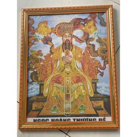 Tranh thờ Thổ Địa, Thổ Công, Thổ Thần + khung composite xịn xò nền hội họa xưa 3 size 851836