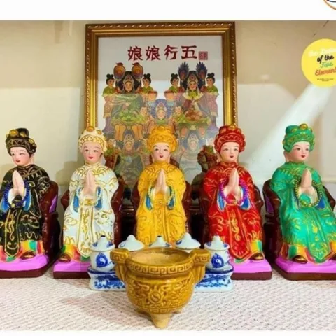 Tượng Bà Kim hoặc Thuỷ Ngũ Hành (MÀU TRẮNG) cao 27cm 2 tấc rưỡi Ngũ Hành Nương Nương Năm Bà Ngũ Hành 851896