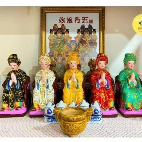 Tượng Bà Kim hoặc Thuỷ Ngũ Hành (MÀU TRẮNG) cao 27cm 2 tấc rưỡi Ngũ Hành Nương Nương Năm Bà Ngũ Hành 851896