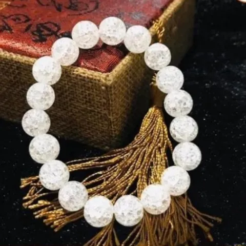 VÒNG TAY PHONG THỦY ĐÁ BỌT TUYẾT TRẮNG 10LY cực đẹp