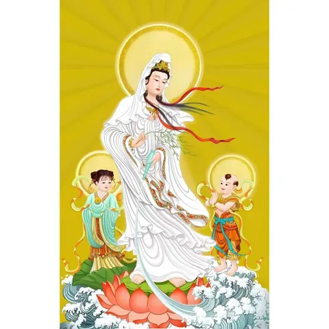 Tranh Quan Âm Bồ Tát ( có khung ) , đủ kích thước cực đẹp
