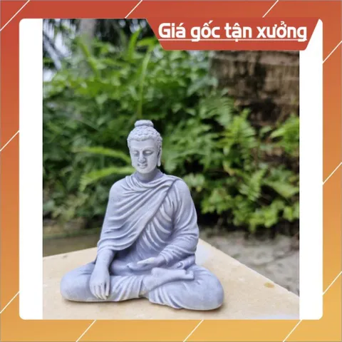 Tượng Phật Thích Ca Đá Xám mini 8cm Chất Liệu Bột Đá Tự Nhiên, Tượng Thích Ca Giả Đá terrarium, tượng Bổn Sư