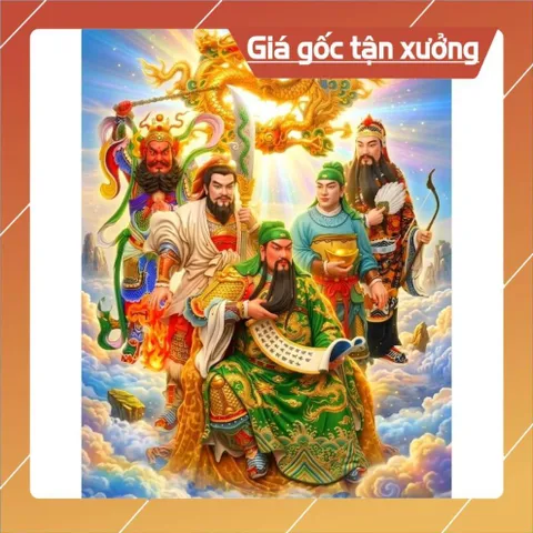 Khung + Tranh CHƯ VỊ NĂM ÔNG  25cm x 35cm