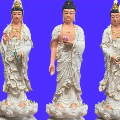 Tôn Tượng Tam Thánh Tây Phương 45CM màu trắng cực đẹp