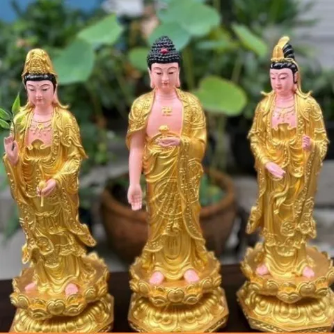 Tôn Tượng Tam Thánh Tây Phương 45CM màu vàng cực đẹp 852101
