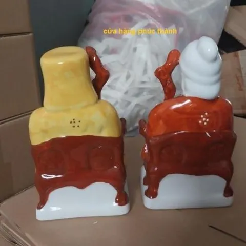 thổ địa ông bà màu ( sành sứ ) có hoả tốc