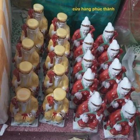 thổ địa ông bà màu ( sành sứ ) có hoả tốc