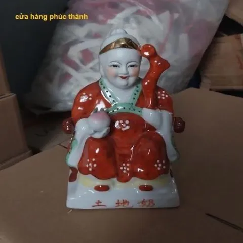 thổ địa ông bà màu ( sành sứ ) có hoả tốc