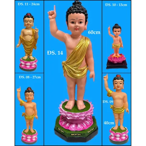 Tượng Phật Đản Sanh 60cm  composite vẻ màu cực đẹp ĐS14