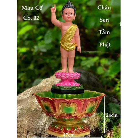 Tượng Phật Đản Sanh 60cm  composite vẻ màu cực đẹp ĐS14