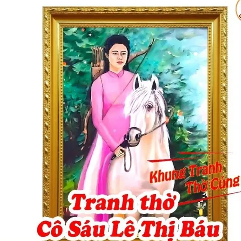 Tranh Thờ Cô Sáu Lê Thị Báu- Cô Sáu Vĩnh Ngươn + khung (Bảo hành gãy, vỡ) , Khung hình cực đẹp