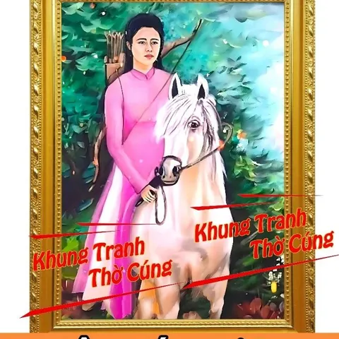 Tranh Thờ Cô Sáu Lê Thị Báu- Cô Sáu Vĩnh Ngươn + khung (Bảo hành gãy, vỡ) , Khung hình cực đẹp