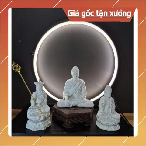 Bộ Tam Thánh Phật Cao 11cm chất liệu bột đá composite cao cấp. Bộ Ta bà tam Thánh Phật mini.