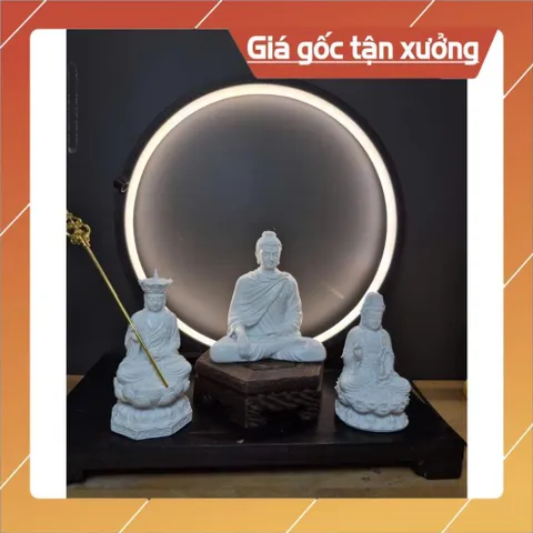 Bộ Tam Thánh Phật Cao 11cm chất liệu bột đá composite cao cấp. Bộ Ta bà tam Thánh Phật mini.