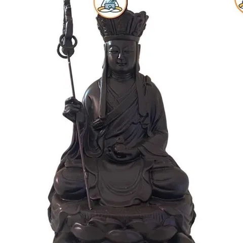 Tặng vòng tay, Tôn Tượng Địa Tạng Vương Bồ Tát cao 17 cm màu nâu đất cực đẹp
