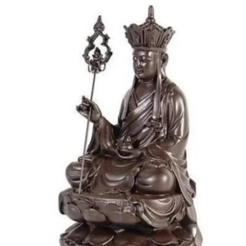 Tặng vòng tay, Tôn Tượng Địa Tạng Vương Bồ Tát cao 17 cm màu nâu đất cực đẹp