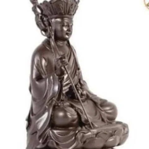 Tặng vòng tay, Tôn Tượng Địa Tạng Vương Bồ Tát cao 17 cm màu nâu đất cực đẹp
