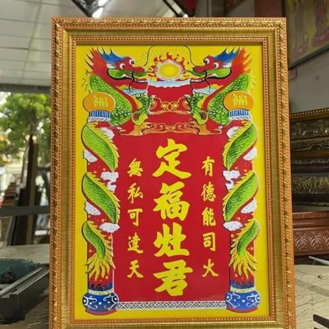 Tranh TAM VỊ TÁO QUÂN - BÀI VỊ - có khung cực đẹp