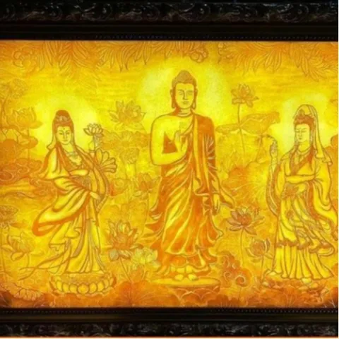 TRANH ĐIỆN TRÚC CHỈ TAM THẾ PHẬT - 40CM x 60CM cực đẹp DƯƠNG KHOA SHOP