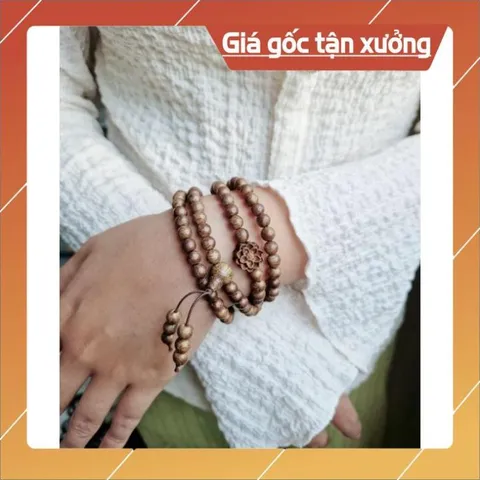 Chuỗi Trầm Tốc 108 hạt niệm Phật Đi Chùa Mix Sen gỗ, chuỗi hạt Trầm niệm Phật, Chuỗi Trầm đeo tay