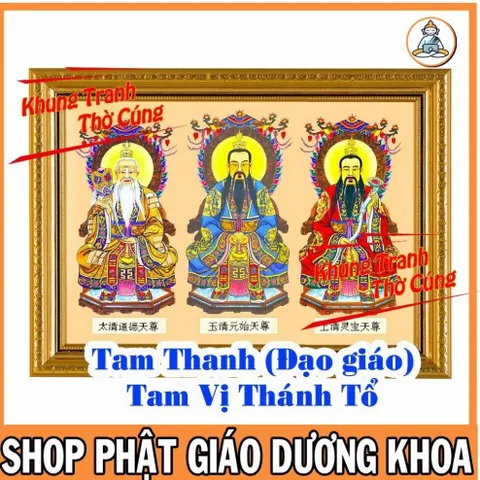 Bài Vị Tam Vị Thánh Tổ, Tam Thanh (Đạo Giáo) + khung (Bảo hành gãy, vỡ) , Khung hình cực đẹp