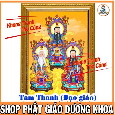 Bài Vị Tam Vị Thánh Tổ, Tam Thanh (Đạo Giáo) + khung (Bảo hành gãy, vỡ) , Khung hình cực đẹp