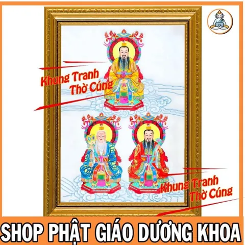 Bài Vị Tam Vị Thánh Tổ, Tam Thanh (Đạo Giáo) + khung (Bảo hành gãy, vỡ) , Khung hình cực đẹp