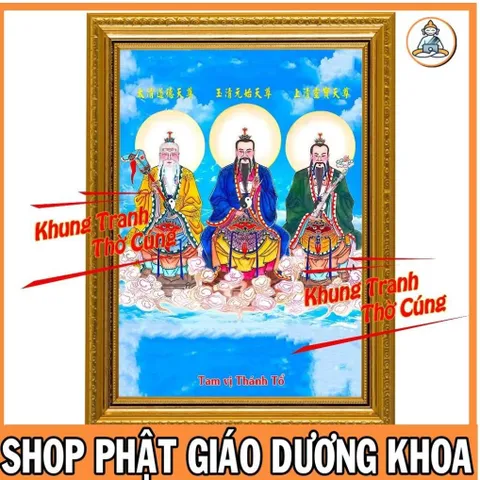 Bài Vị Tam Vị Thánh Tổ, Tam Thanh (Đạo Giáo) + khung (Bảo hành gãy, vỡ) , Khung hình cực đẹp