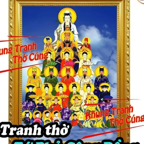 Tranh Thờ Tứ Phủ Cộng Đồng+ khung (Bảo hành gãy, vỡ) , Khung hình cực đẹp