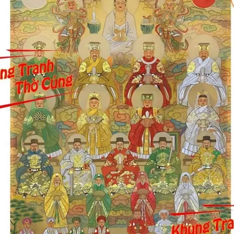 Tranh Thờ Tứ Phủ Cộng Đồng+ khung (Bảo hành gãy, vỡ) , Khung hình cực đẹp