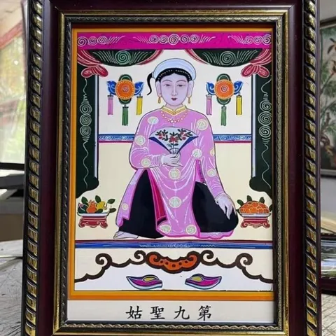 Tranh Cô Bơ, Cô Chín ( có khung ) KT 19*25, 28*38, 38*48cm cực đẹp