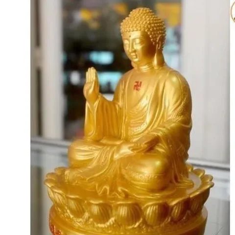 Tượng Đức Phật A Di Đà ngồi đài sen cao 15cm cực đẹp