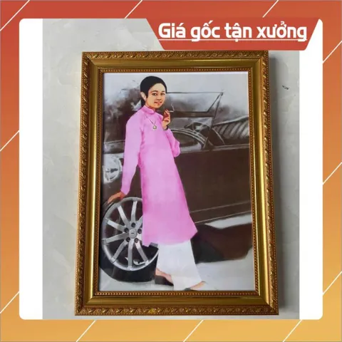 Hình thờ, Tranh treo, để bàn, Cô 5 Châu Đốc+ gồm Khung + ép plastic