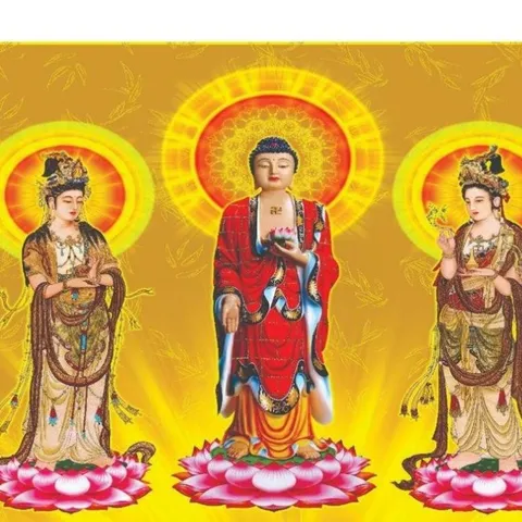 Tranh Tam Thế Phật ( có khung ), đủ kích thước cực đẹp