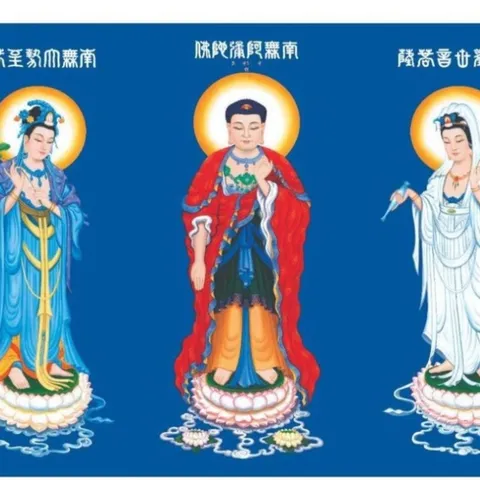 Tranh Tam Thế Phật ( có khung ), đủ kích thước cực đẹp