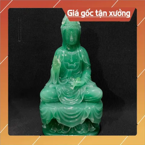 Tượng Quan Thế Âm Bồ Tát Ngồi Toà Sen Cao 18cm Nhiều Màu composite 852806